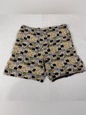 Vintage Mark Shale Rayon Patchwork Shorts – Heraldic Crest & Tile Print